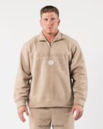 Clothing IE Alphalete Unisex King Quarter Zip Linen Brown 2L4400481