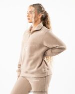 Clothing IE Alphalete Unisex King Quarter Zip Linen Brown 2L4400481 - Image 3