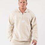 Clothing IE Alphalete Unisex King Quarter Zip Vanilla Brown 2L4400479