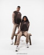 Clothing IE Alphalete Unisex Stencil Hoodie Cashmere Brown 2L4400271 - Image 2