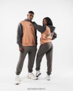 Clothing IE Alphalete Unisex Stencil Hoodie Clay Brown 2L4400270 - Image 2