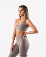 Clothing IE Alphalete Women Amplify Contour Bra Mocha Brown 2L440063 - Image 3
