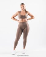 Clothing IE Alphalete Women Amplify Contour Legging Sand Brown 2L4400403 - Image 2