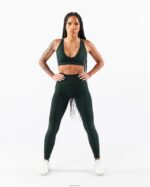 Clothing IE Alphalete Women Amplify Deep V Bra Central Park Green 2L44007 - Image 3