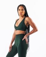 Clothing IE Alphalete Women Amplify Deep V Bra Central Park Green 2L44007 - Image 4