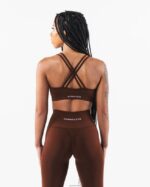 Clothing IE Alphalete Women Amplify Deep V Bra Manhattan Brown 2L440012 - Image 2
