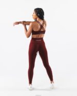 Clothing IE Alphalete Women Amplify Deep V Bra New Burgundy Red 2L440010 - Image 3