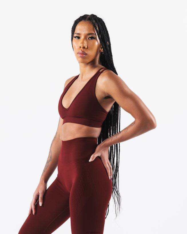 Clothing IE Alphalete Women Amplify Deep V Bra New Burgundy Red 2L440010 - Image 4