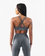 Clothing IE Alphalete Women Amplify Deep V Bra Skyscraper Grey 2L44005 - Image 2