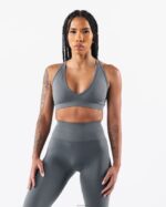Clothing IE Alphalete Women Amplify Deep V Bra Skyscraper Grey 2L44005