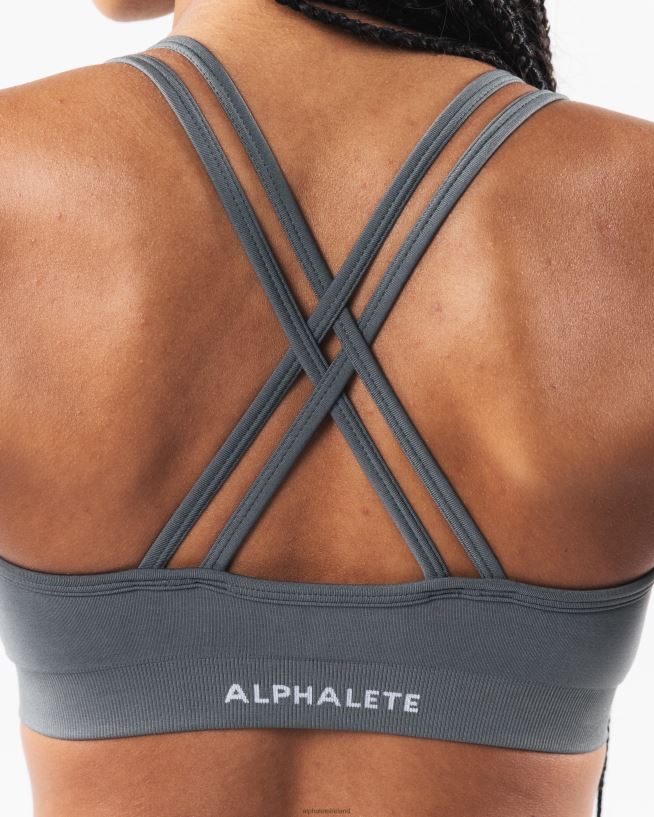 Clothing IE Alphalete Women Amplify Deep V Bra Skyscraper Grey 2L44005 - Image 5