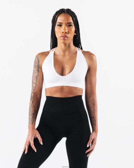 Clothing IE Alphalete Women Amplify Deep V Bra White 2L44002