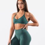 Clothing IE Alphalete Women Amplify Halter Bra Sage Green 2L440018