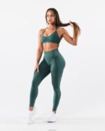 Clothing IE Alphalete Women Amplify Halter Bra Sage Green 2L440018 - Image 3
