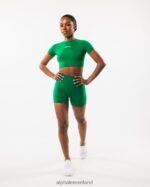 Clothing IE Alphalete Women Amplify SS Crop Emerald Green 2L4400224 - Image 2