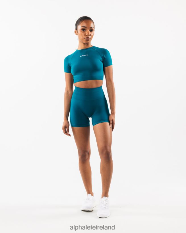 Clothing IE Alphalete Women Amplify SS Crop Galactic Ocean Blue 2L4400223 - Image 2