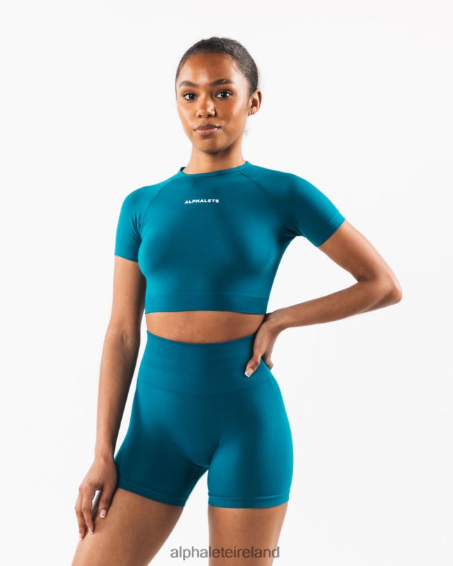 Clothing IE Alphalete Women Amplify SS Crop Galactic Ocean Blue 2L4400223 - Image 4