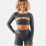 Clothing IE Alphalete Women Aura Shrug LS Pewter Grey 2L4400245