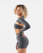 Clothing IE Alphalete Women Aura Shrug LS Pewter Grey 2L4400245 - Image 3