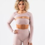 Clothing IE Alphalete Women Aura Shrug LS Porcelain Brown 2L4400247