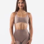 Clothing IE Alphalete Women Aura Strappy Bra Sand Brown 2L440048