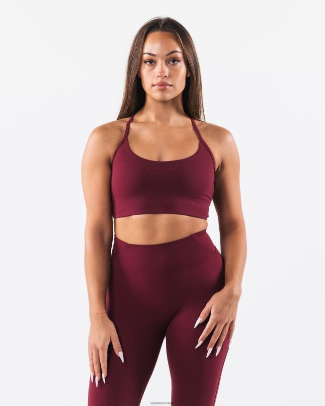 Clothing IE Alphalete Women Aura Strappy Longline Bra Cran Red 2L440028 - Image 2