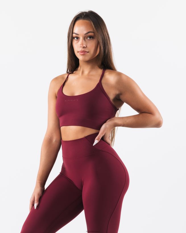 Clothing IE Alphalete Women Aura Strappy Longline Bra Cran Red 2L440028 - Image 4