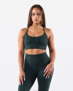 Clothing IE Alphalete Women Aura Strappy Longline Bra Cypress Green 2L440031 - Image 2
