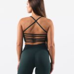 Clothing IE Alphalete Women Aura Strappy Longline Bra Cypress Green 2L440031