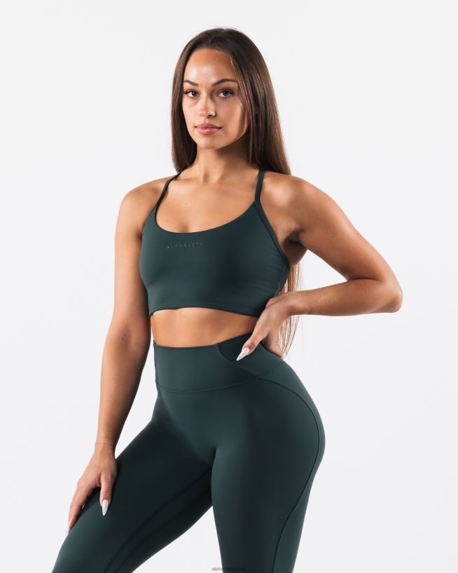 Clothing IE Alphalete Women Aura Strappy Longline Bra Cypress Green 2L440031 - Image 4