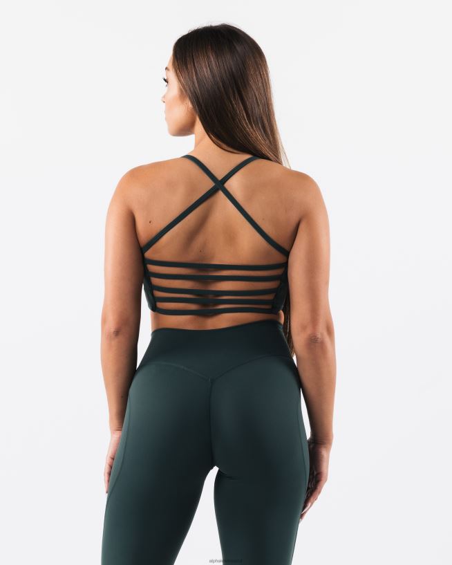 Clothing IE Alphalete Women Aura Strappy Longline Bra Cypress Green 2L440031 - Image 1