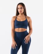 Clothing IE Alphalete Women Aura Strappy Longline Bra Ink Blue 2L440037 - Image 2