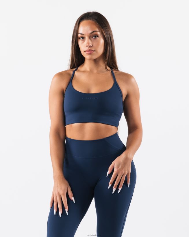 Clothing IE Alphalete Women Aura Strappy Longline Bra Ink Blue 2L440037 - Image 2