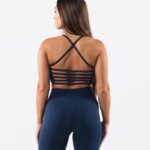 Clothing IE Alphalete Women Aura Strappy Longline Bra Ink Blue 2L440037