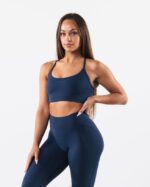 Clothing IE Alphalete Women Aura Strappy Longline Bra Ink Blue 2L440037 - Image 4