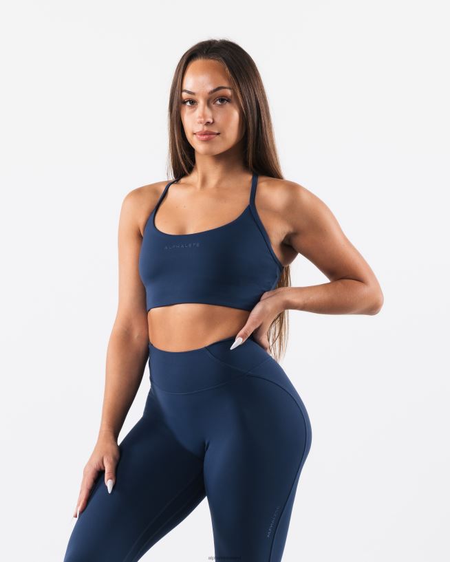 Clothing IE Alphalete Women Aura Strappy Longline Bra Ink Blue 2L440037 - Image 4
