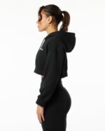 Clothing IE Alphalete Women Classic Capital Crop Hoodie Black 2L4400286 - Image 2