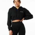 Clothing IE Alphalete Women Classic Capital Crop Hoodie Black 2L4400286