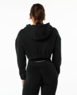 Clothing IE Alphalete Women Classic Capital Crop Hoodie Black 2L4400286 - Image 3