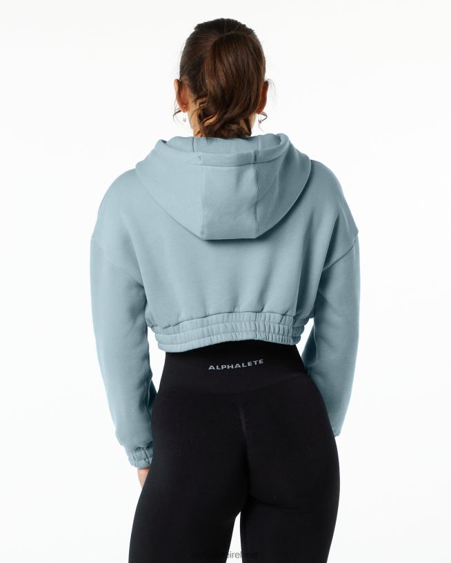 Clothing IE Alphalete Women Classic Capital Crop Hoodie Fog Blue 2L4400284 - Image 3