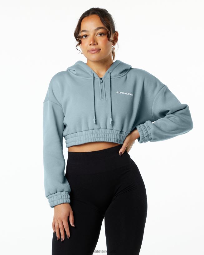 Clothing IE Alphalete Women Classic Capital Crop Hoodie Fog Blue 2L4400284 - Image 1