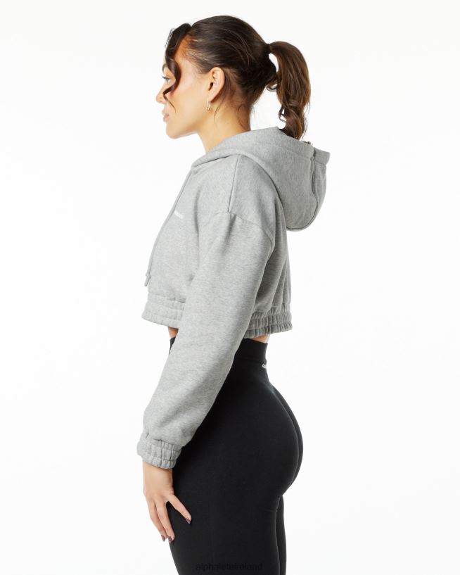 Clothing IE Alphalete Women Classic Capital Crop Hoodie Heather Grey 2L4400281 - Image 2