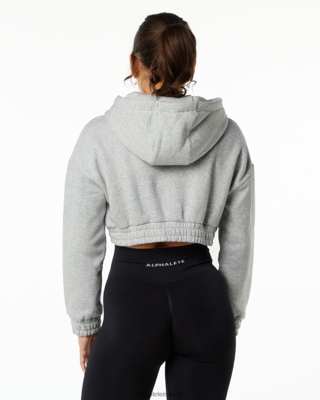 Clothing IE Alphalete Women Classic Capital Crop Hoodie Heather Grey 2L4400281 - Image 3