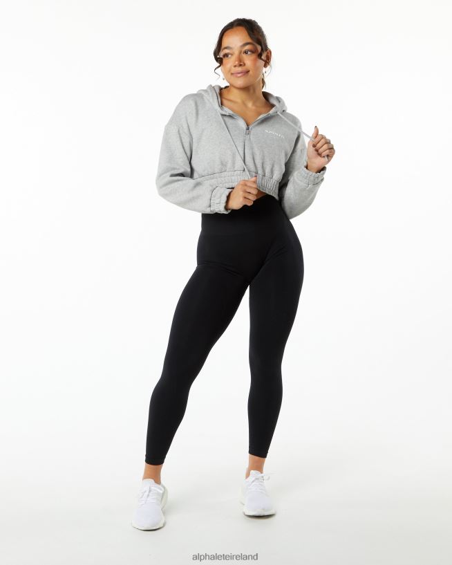 Clothing IE Alphalete Women Classic Capital Crop Hoodie Heather Grey 2L4400281 - Image 4
