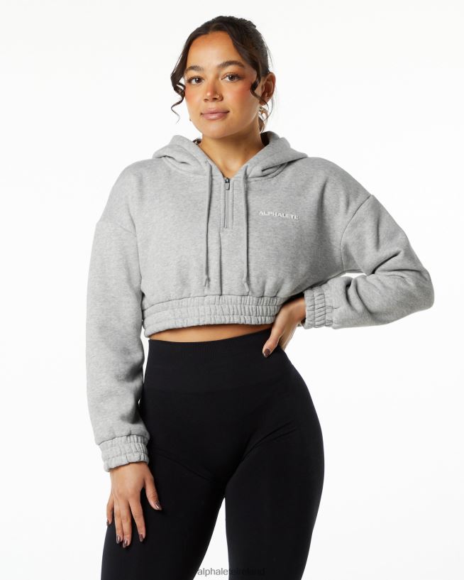 Clothing IE Alphalete Women Classic Capital Crop Hoodie Heather Grey 2L4400281 - Image 1