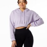 Clothing IE Alphalete Women Classic Capital Crop Hoodie Misty Lilac Purple 2L4400282