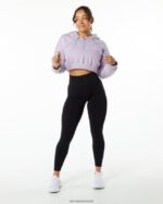 Clothing IE Alphalete Women Classic Capital Crop Hoodie Misty Lilac Purple 2L4400282 - Image 4