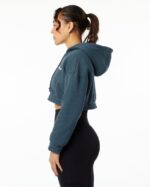Clothing IE Alphalete Women Classic Capital Crop Hoodie Whale Blue 2L4400285 - Image 2