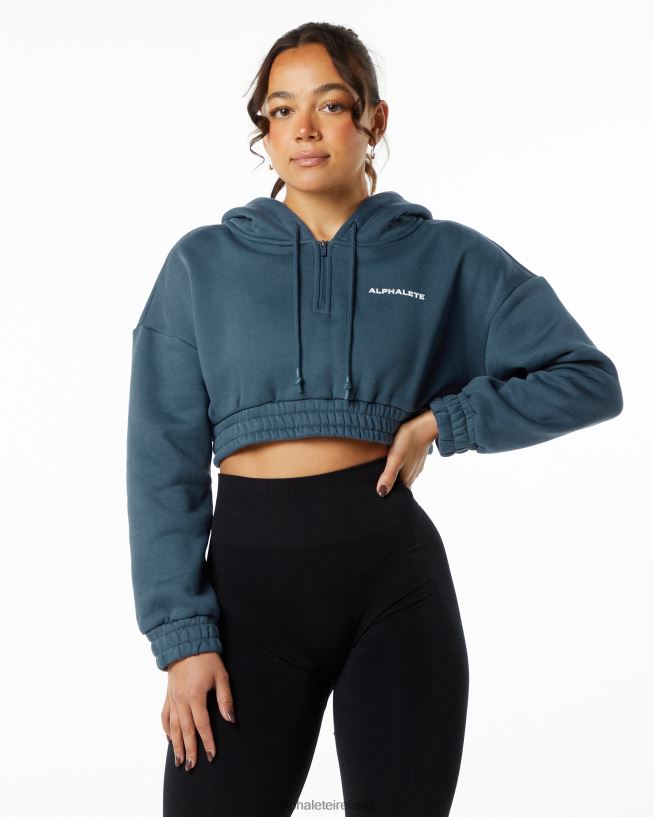 Clothing IE Alphalete Women Classic Capital Crop Hoodie Whale Blue 2L4400285 - Image 1