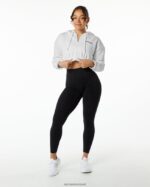 Clothing IE Alphalete Women Classic Capital Crop Hoodie White 2L4400280 - Image 4